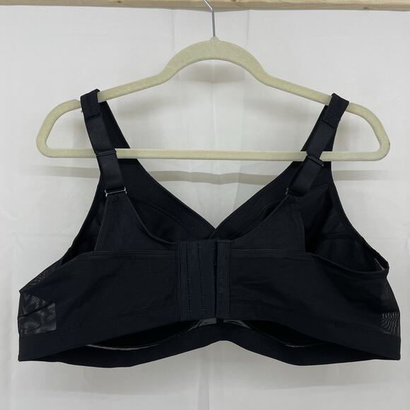 Glamorise Size 44D Full Coverage Bra Wireless Black Mesh Unpadded Wide Strap NEW - Picture 3 of 6